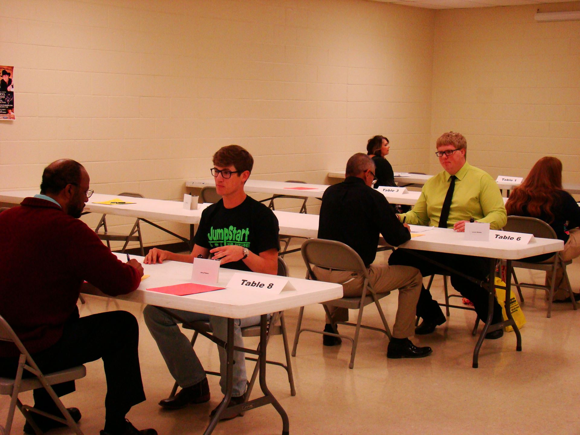 Employers conduct mock interviews with students.